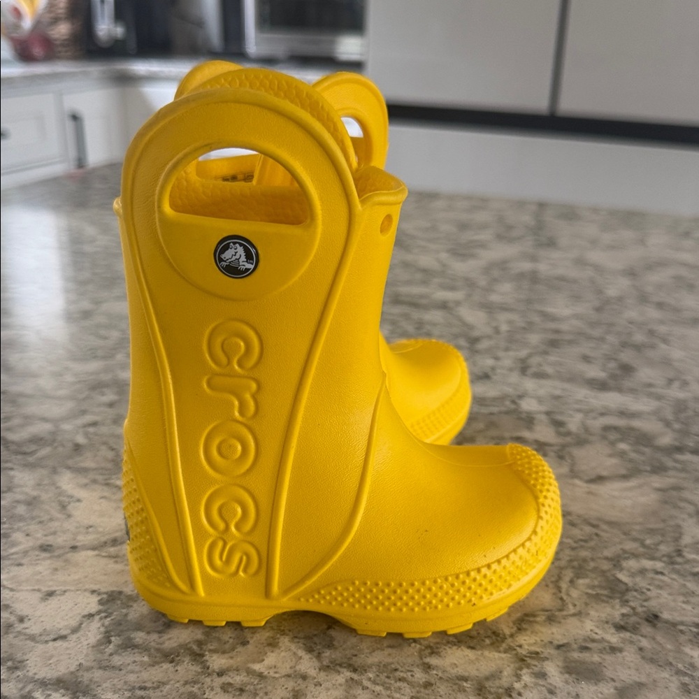 CROCS Kids' Yellow Handle Rain Boots